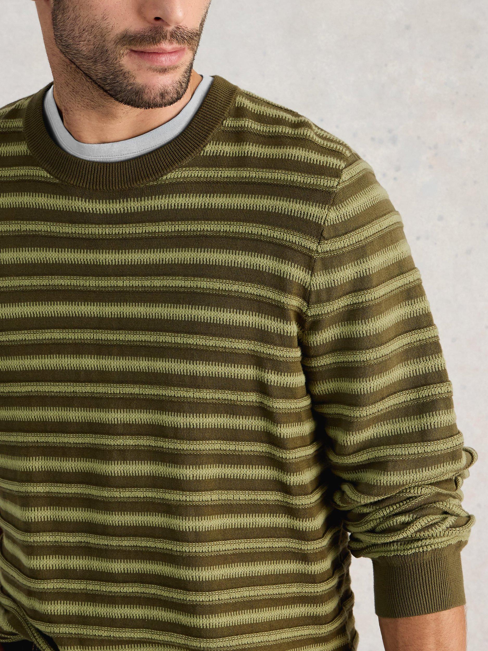 Product image 3 of 6, which shows White Stuff Attadale Cotton Stripe Jumper, Green, S Reg