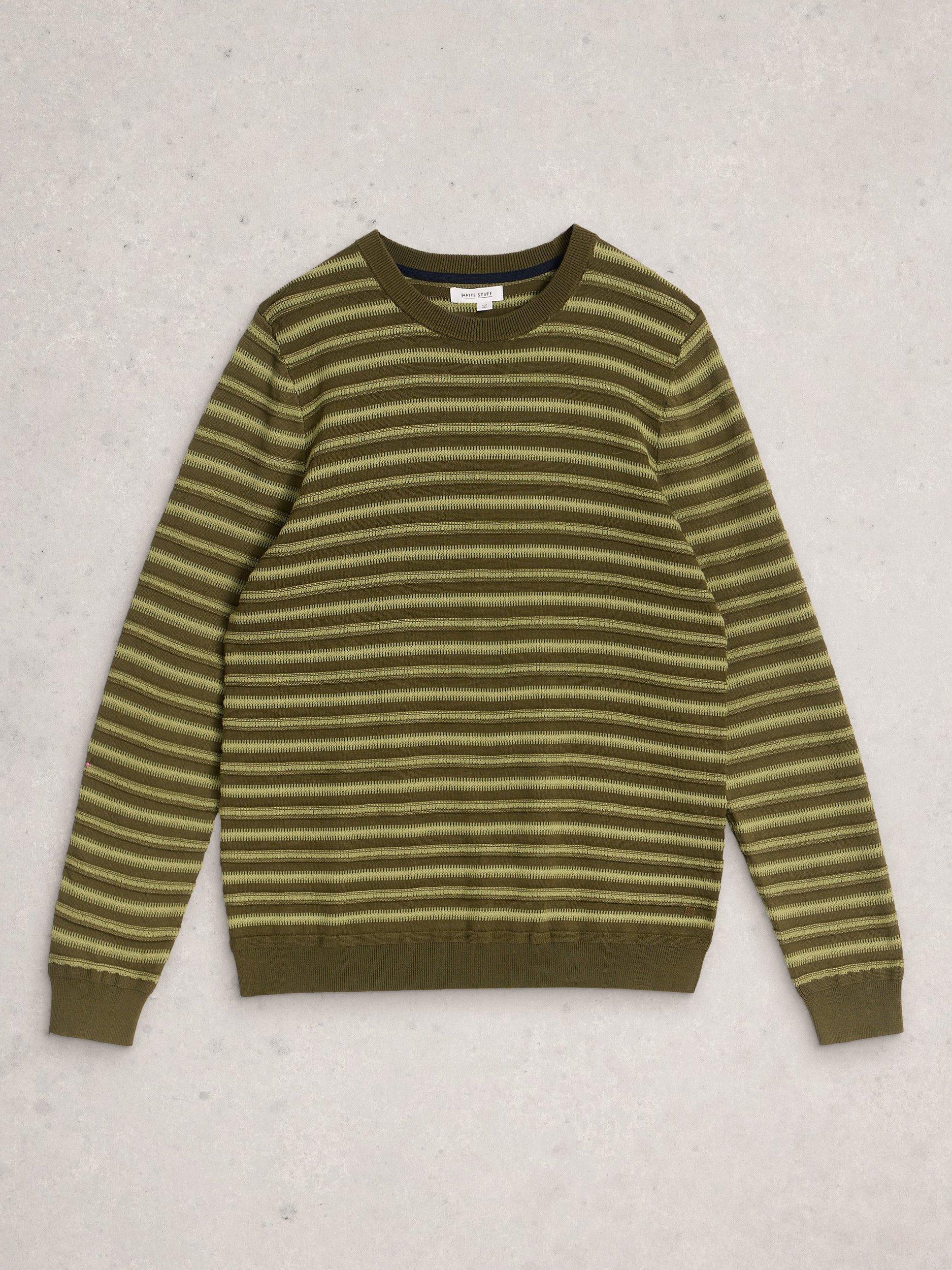 Product image 5 of 6, which shows White Stuff Attadale Cotton Stripe Jumper, Green, S Reg