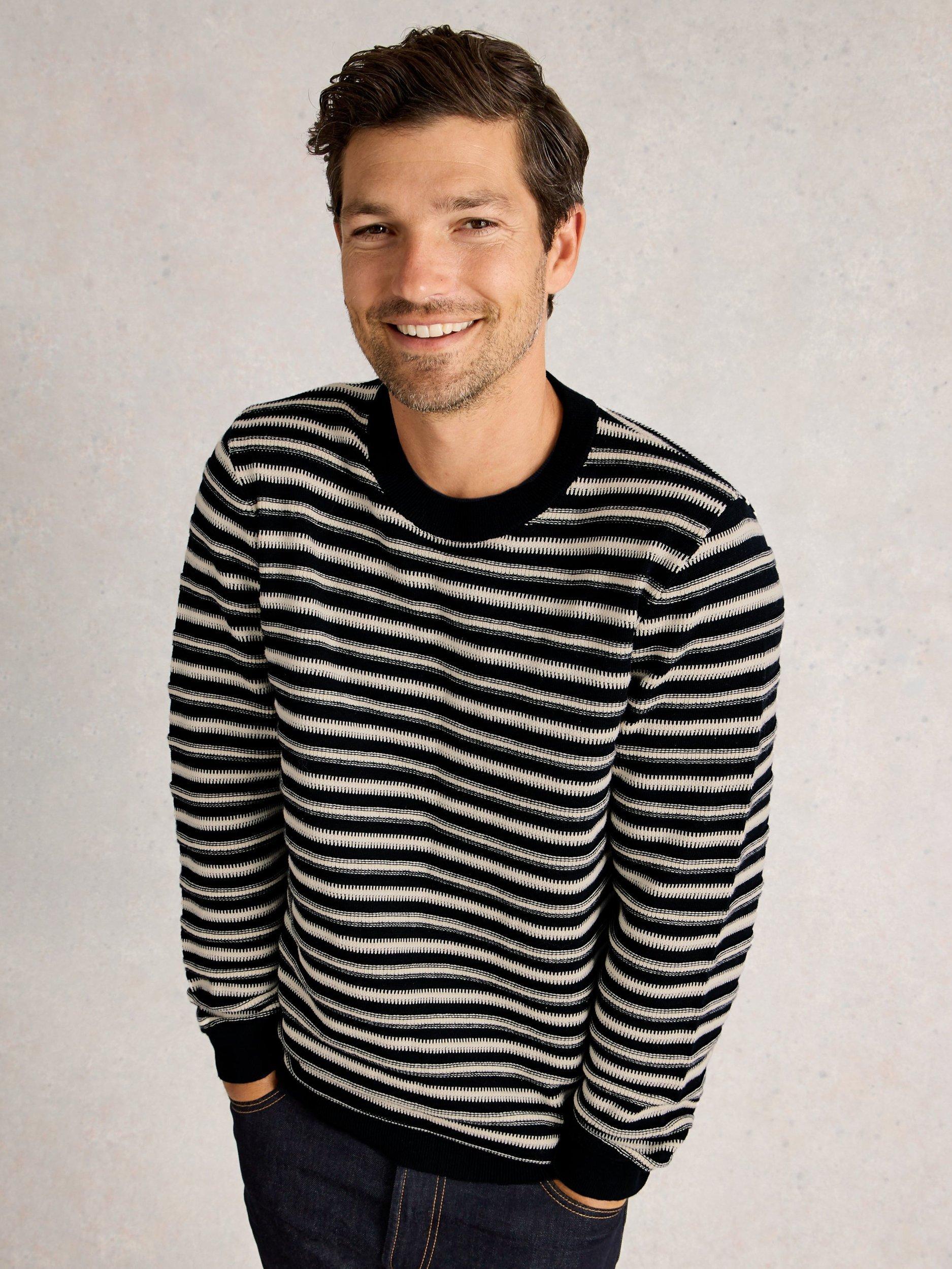 Product image 2 of 6, which shows White Stuff Attadale Cotton Stripe Jumper, Navy/White, S Reg