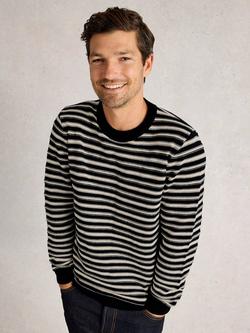 White Stuff Attadale Cotton Stripe Jumper, Navy/White - view 2, Navy/White