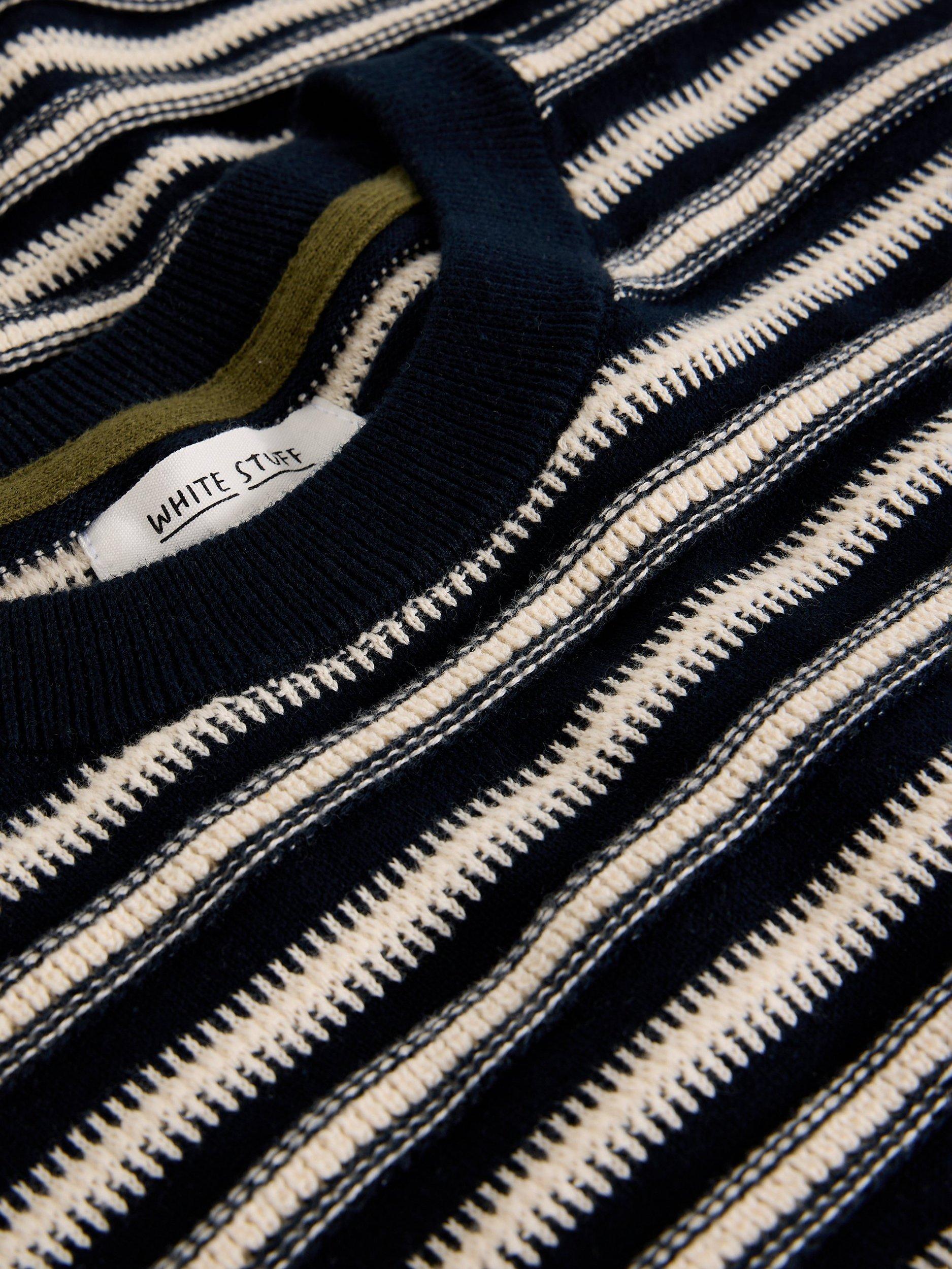 Product image 6 of 6, which shows White Stuff Attadale Cotton Stripe Jumper, Navy/White, S Reg
