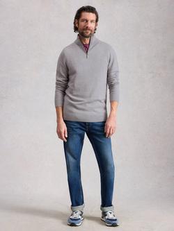 White Stuff Newport Merino Wool Quarter-Zip Jumper, Light Grey, Light Grey