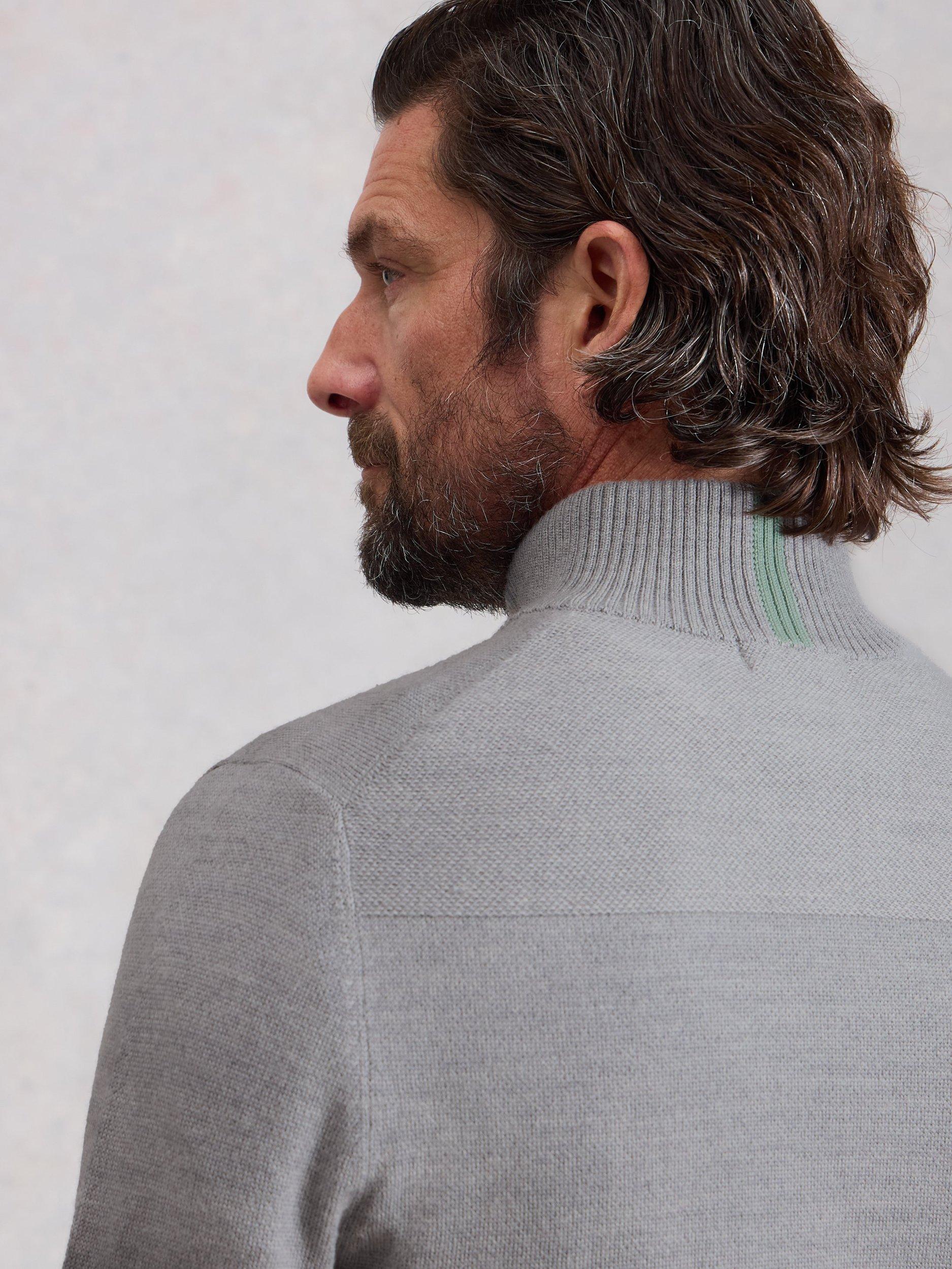 Product image 2 of 6, which shows White Stuff Newport Merino Wool Quarter-Zip Jumper, Light Grey, S Reg