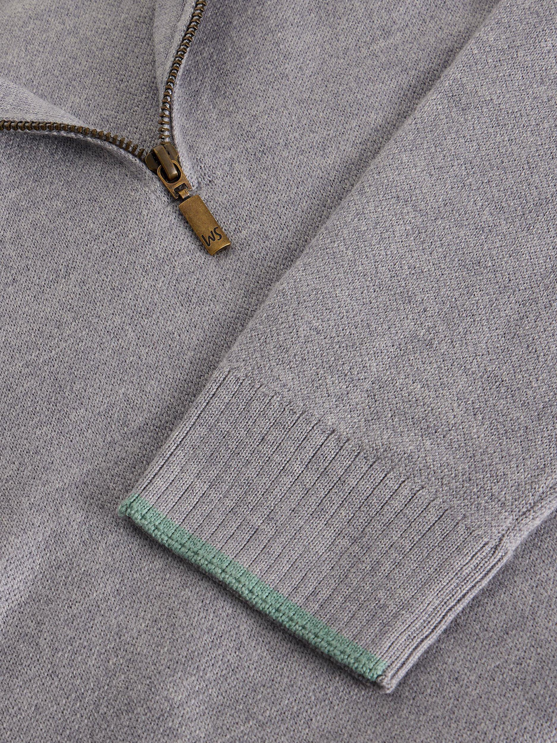 Product image 6 of 6, which shows White Stuff Newport Merino Wool Quarter-Zip Jumper, Light Grey, S Reg