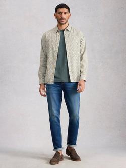White Stuff Finsbury Cotton Regular Fit Print Shirt, Green, Green