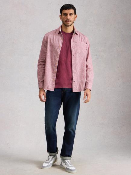 White Stuff Finsbury Cotton Regular Fit Abstract Shirt, Pink, Pink