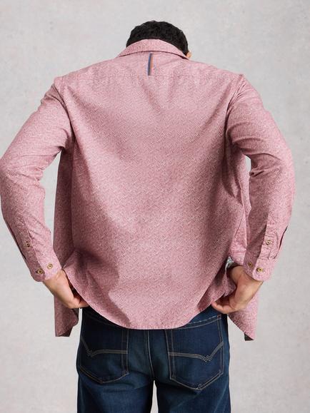 White Stuff Finsbury Cotton Regular Fit Abstract Shirt, Pink - view 2, Pink