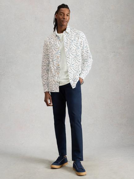 White Stuff Finsbury Cotton Regular Fit Fish Print Shirt, White, White