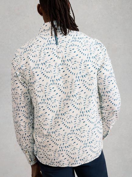 White Stuff Finsbury Cotton Regular Fit Fish Print Shirt, White - view 2, White