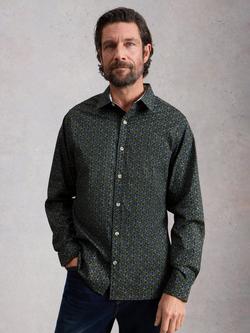 White Stuff Salcombe Cotton Blend Slim Fit Abstract Shirt, Navy/Multi, Navy/Multi