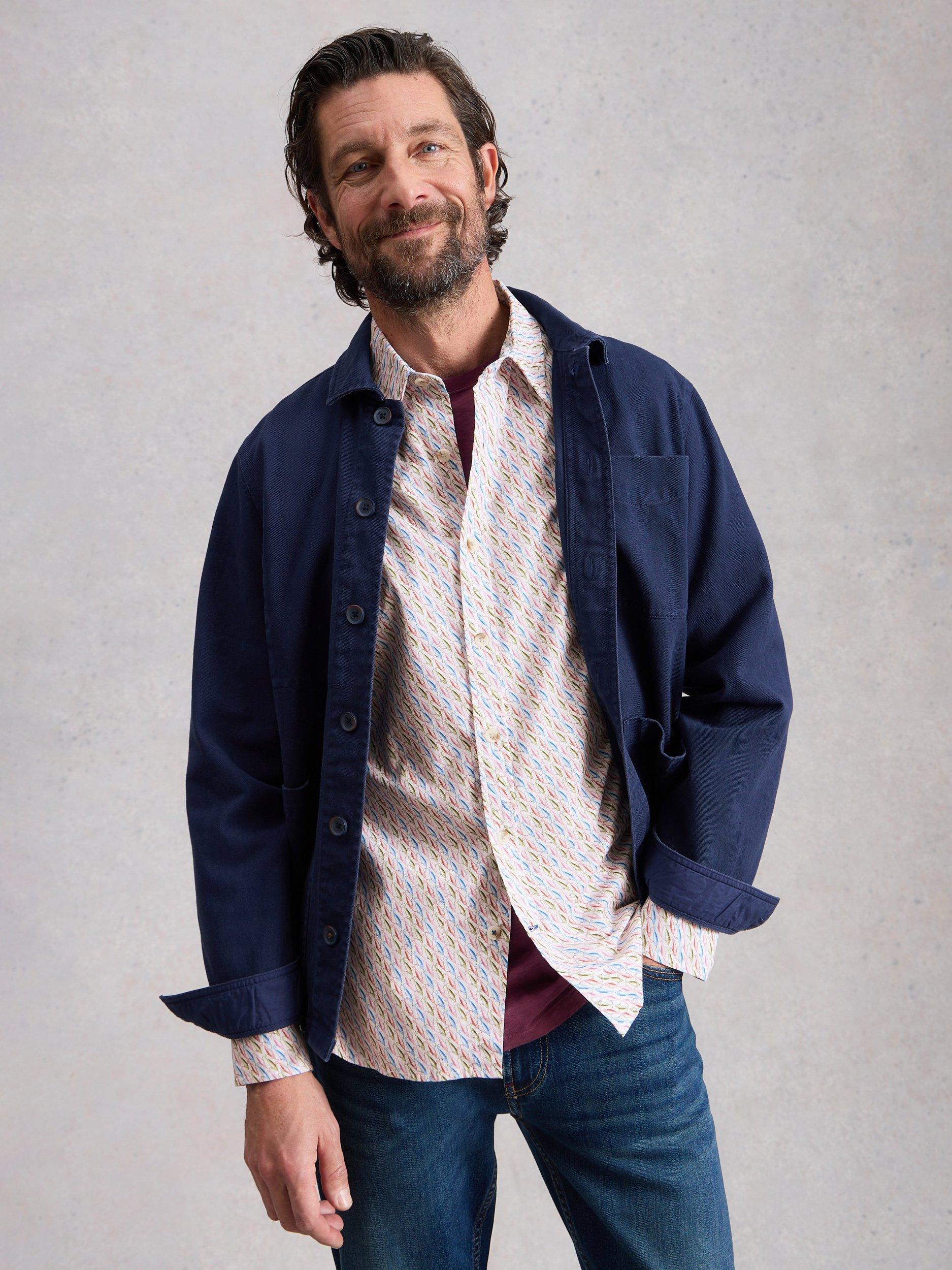 Product image 4 of 6, which shows White Stuff Salcombe Cotton Blend Regular Fit Abstract Shirt, White/Multi, S Reg