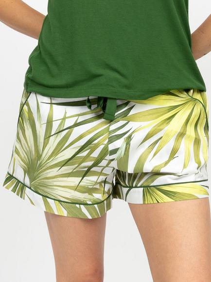 Cyberjammies Charlie Palm Print Pyjama Shorts, Green, Green