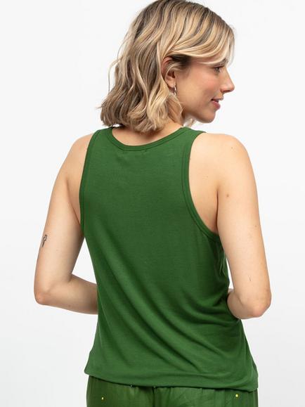 Cyberjammies Charlie Jersey Pyjama Vest Top, Green - view 2, Green