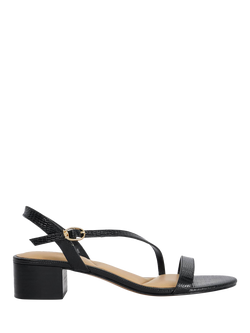 Dune London Jolene Leather Block Heel Double Strap Sandals, Black, Black
