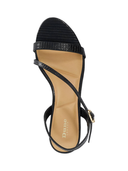 Dune London Jolene Leather Block Heel Double Strap Sandals, Black - view 2, Black