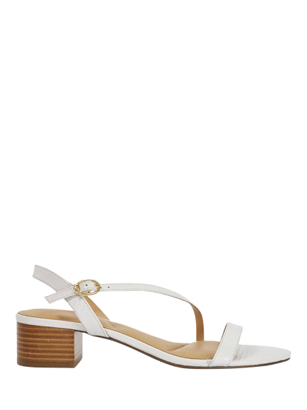 Dune London Jolene Leather Block Heel Double Strap Sandals, White, White