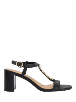 Dune London Josina Leather Embellished Strappy Sandals, Black