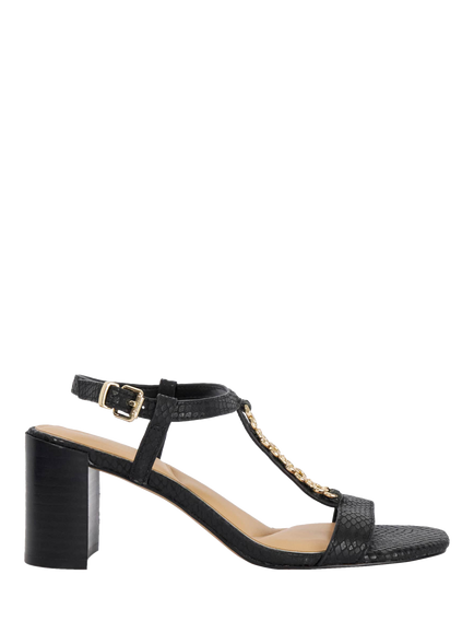 Dune London Josina Leather Embellished Strappy Sandals, Black