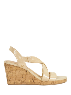 Dune London Kamies Leather Heeled Wedge Sandals, Gold, Gold