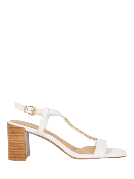 Dune London Josina Leather Embellished Strappy Sandals, White