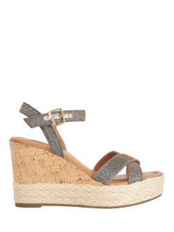 Dune London Kindest Cork And Woven Wedge Heel Sandals, Bronze, Bronze