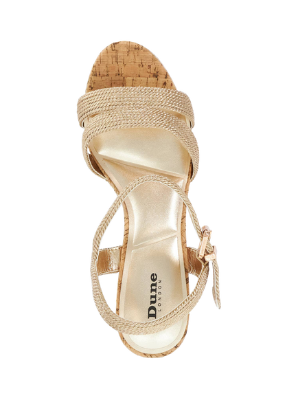 Dune London Kipling Wedge Heel Strappy Sandals, Gold - view 2, Gold