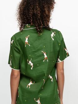 Cyberjammies Charlie Tennis Print Pyjama Shirt, Green - view 2, Green
