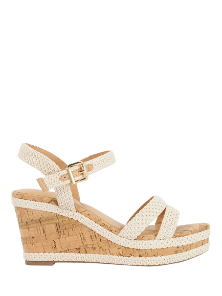 Dune London Kipling Wedge Heel Strappy Sandals, Ecru, Ecru