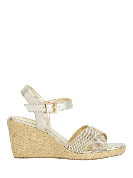 Dune London Kyro Synthetic Wedge Sandals, Gold, Gold