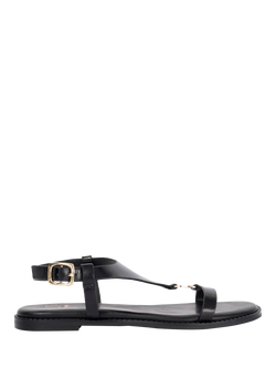 Dune London Laith Leather T-Bar Sandals, Black