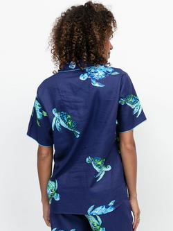 Cyberjammies Ashley Turtle Print Pyjama Shirt, Navy - view 2, Navy