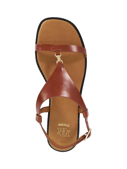 Dune London Laith Leather T-Bar Sandals - view 2, Tan
