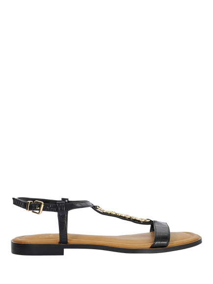 Dune London Lollipops Leather Chain Detail Strappy Sandals - view 2, Black