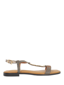 Dune London Lollipops Fabric Chain Detail Strappy Sandals, Bronze, Bronze