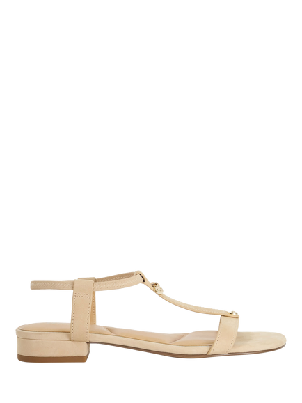 Dune London Lyra Leather T-Bar Sandals, Ecru
