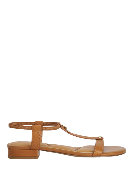 Dune London Lyra Leather T-Bar Sandals, Tan