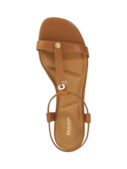Dune London Lyra Leather T-Bar Sandals - view 2, Tan