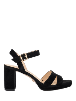 Dune London Manifesting Suede Block Heeled Sandals, Black