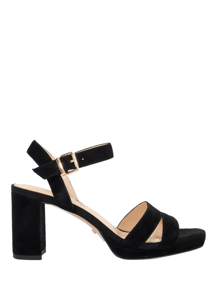Dune London Manifesting Suede Block Heeled Sandals, Black