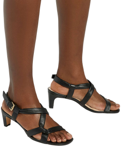 Dune London Motivating Leather Strappy Sandals, Black - view 2, Black