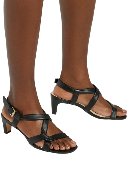Dune London Motivating Leather Strappy Sandals, Black - view 2, Black