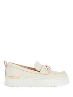 Dune London Glide Leather Flatform Loafers, Ivory, Ivory