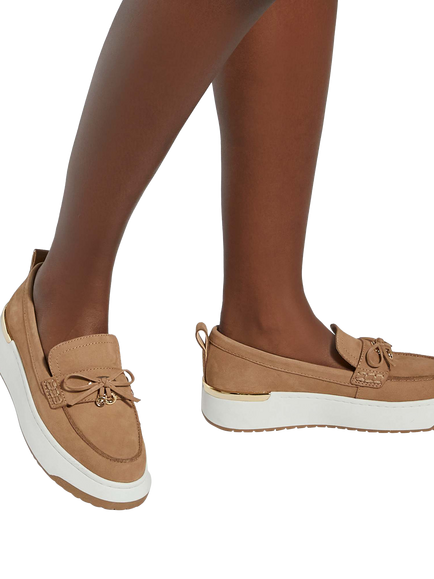 Dune London Glide Nubuck Loafers, Sand - view 2, Sand