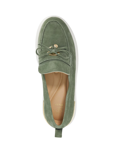 Dune London Glide Suede Loafers, Green - view 2, Green