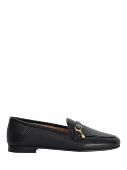 Dune London Greya Leather Buckle Detail Loafers, Black