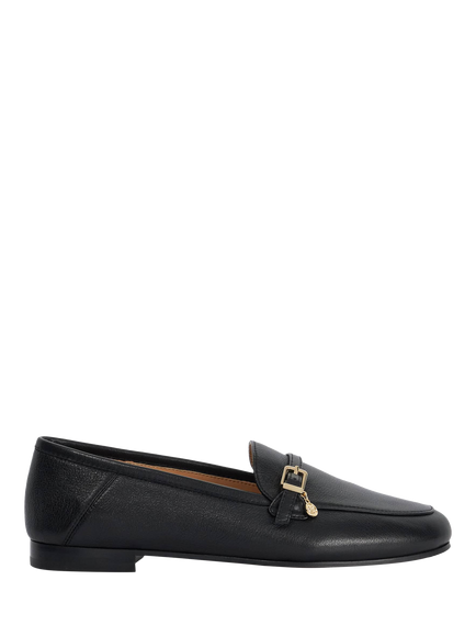 Dune London Greya Leather Buckle Detail Loafers, Black