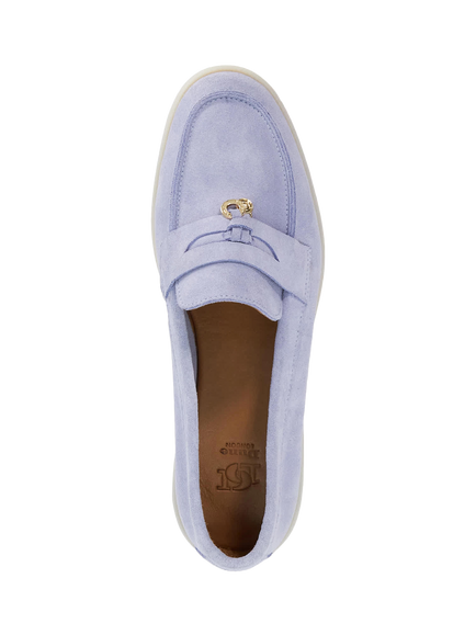 Dune London Grinning Suede Loafers - view 2, Light Blue