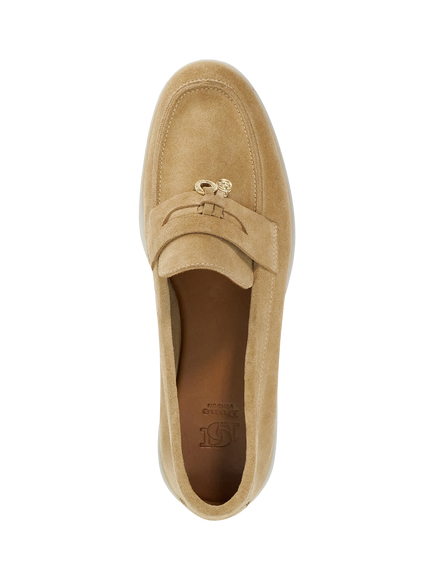 Dune London Grinning Suede Loafers - view 2, Sand