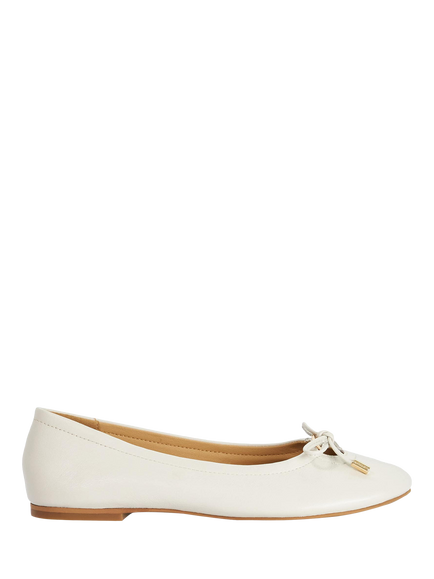 Dune London Hali Leather Ballerina Pumps, Ecru, Ecru