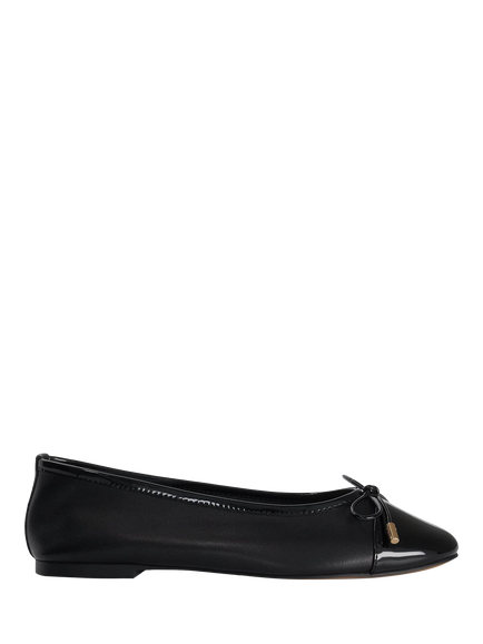 Dune London Haliah Leather Ballet Flats, Black